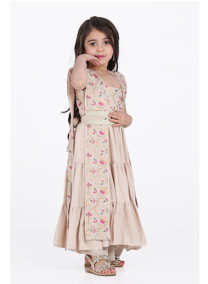 Modern Design Jalabiya for girls, Kuwaiti, with an elegant belt at the waist  - Image 3