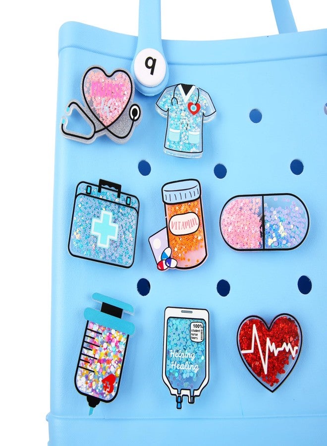 Vagocom 8Pcs Nurse Themed Charms for Bogg Bags,Nurse Accessories for Simply Southern Totes,Inserts Decorative Accessories for Beach Bag - Image 1