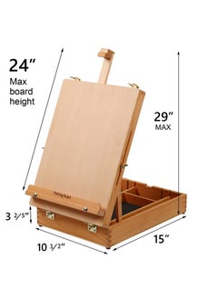 Falling In art Falling in Art Wooden Tabletop Easel, Solid Wood Sketchbox Desktop Easel for Painting, Portable Art Drawing Easel for Beginners and Professionals  - Image 2