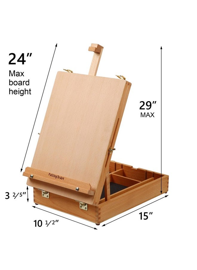 Falling In art - Falling in Art Wooden Tabletop Easel, Solid Wood Sketchbox Desktop Easel for Painting, Portable Art Drawing Easel for Beginners and Professionals - Image 1