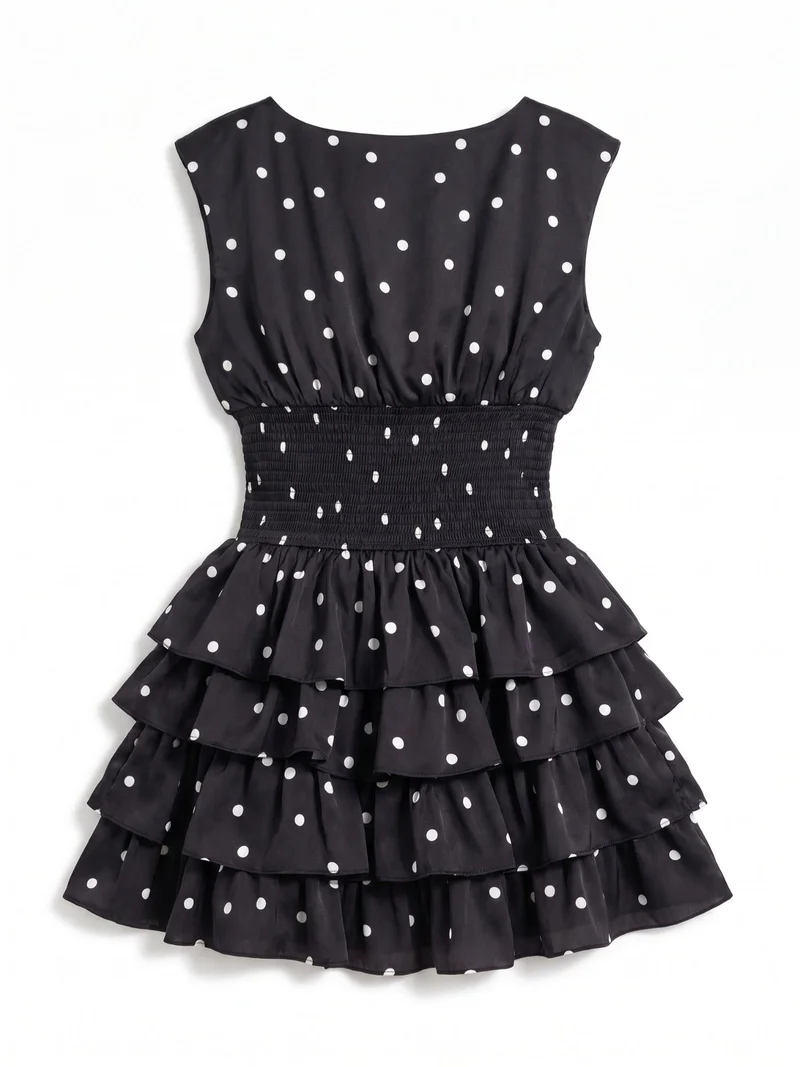 Hiccup Black Polka Dot Satin Mini Dress for Women | Best Price UAE