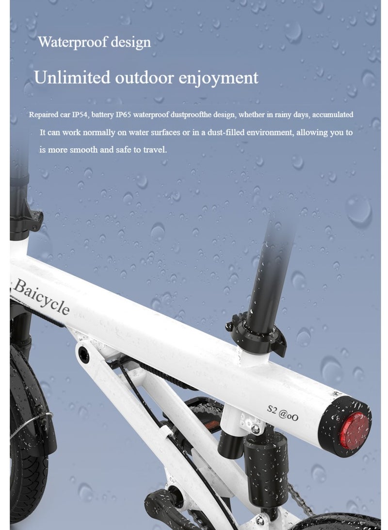 The minimalist cylindrical electric bike redefines the aesthetics of urban travel. It is equipped with a 400W motor and has a range of 50km. The electric bicycle is equipped with 14-inch vacuum shock-absorbing tires and is suitable for commuting, beach, snow, and mountain riding.