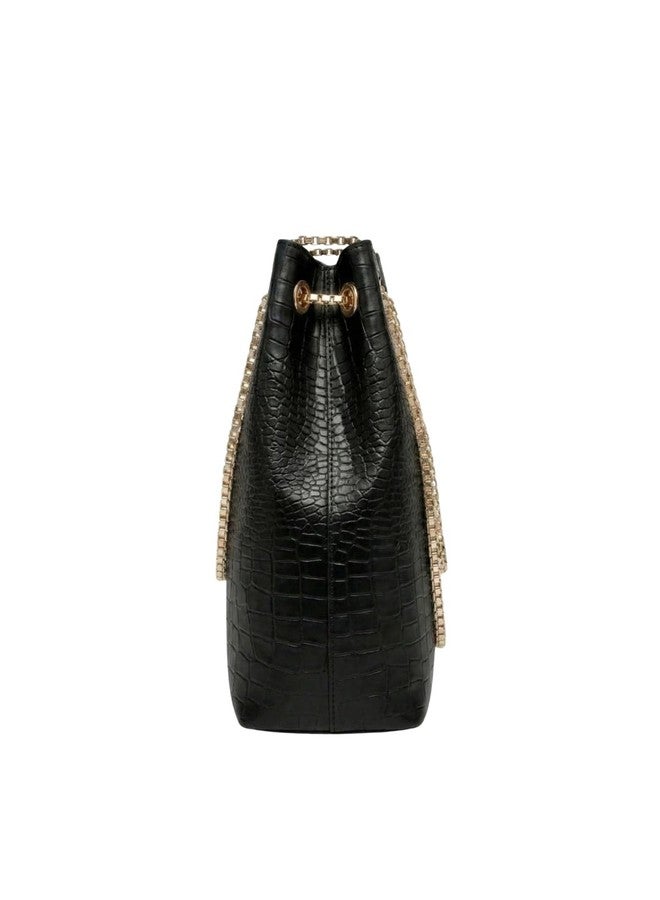 LIKE STYLE Designer Textured PU Handbag with Metal Handle, Twisted Lock, Spacious Interior (Black) - Image 3