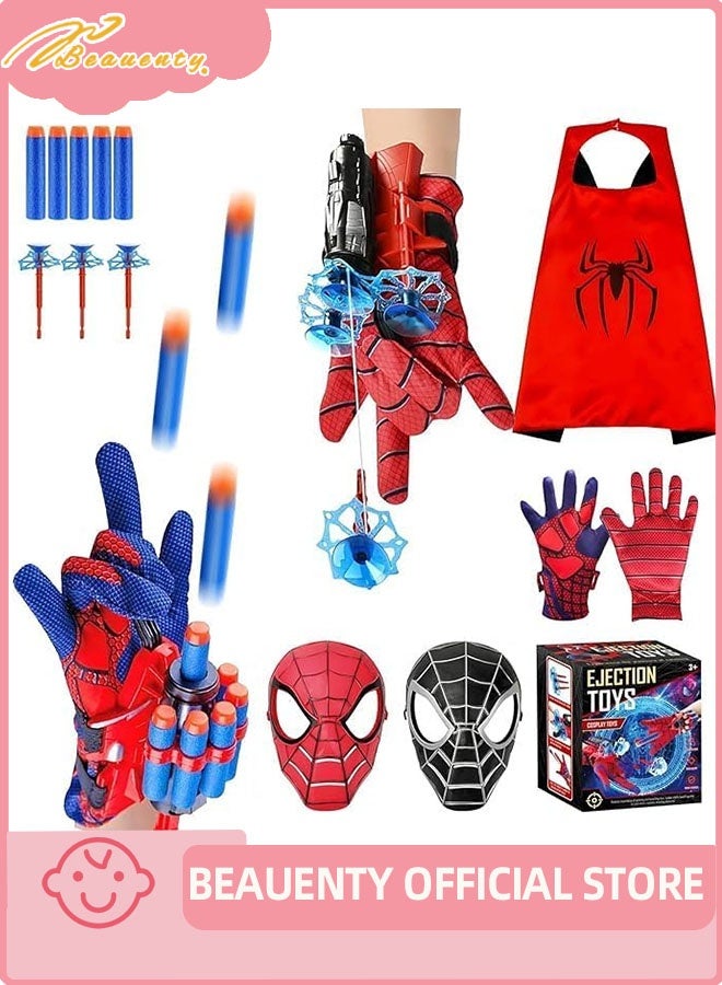 Beauenty Spider Web Shooters, Superhero Fans Webs Shooter for Kids,Includes 2 Shooters, 2 Gloves, 2 Masks and 2 cloaks, Fun Web Slinger Toys for Kids Ages 3+ - Image 1