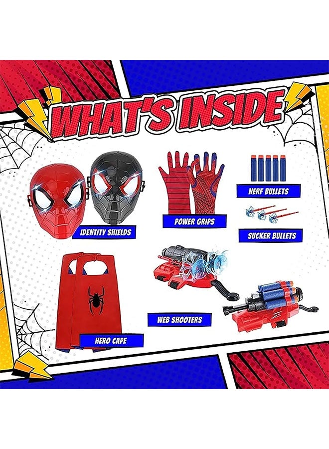 Beauenty Spider Web Shooters, Superhero Fans Webs Shooter for Kids,Includes 2 Shooters, 2 Gloves, 2 Masks and 2 cloaks, Fun Web Slinger Toys for Kids Ages 3+ - Image 2