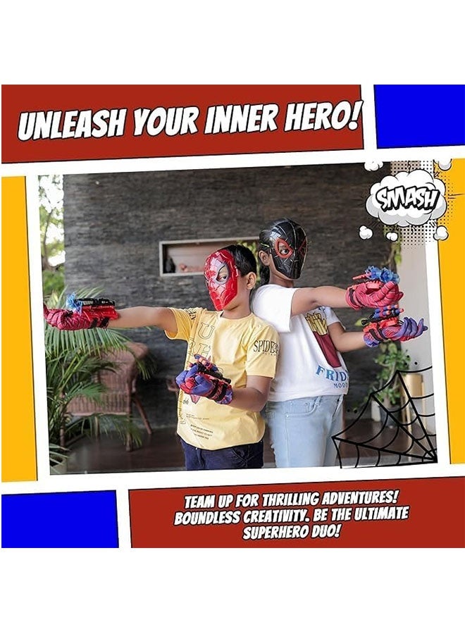 Beauenty Spider Web Shooters, Superhero Fans Webs Shooter for Kids,Includes 2 Shooters, 2 Gloves, 2 Masks and 2 cloaks, Fun Web Slinger Toys for Kids Ages 3+ - Image 3