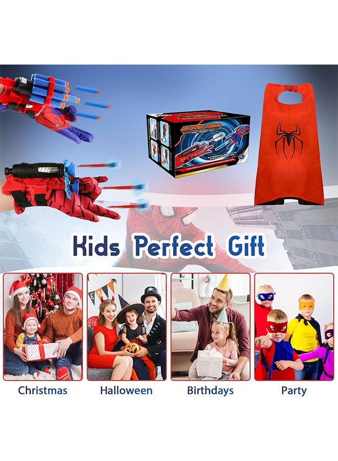 Beauenty Spider Web Shooters, Superhero Fans Webs Shooter for Kids,Includes 2 Shooters, 2 Gloves, 2 Masks and 2 cloaks, Fun Web Slinger Toys for Kids Ages 3+ - Image 4