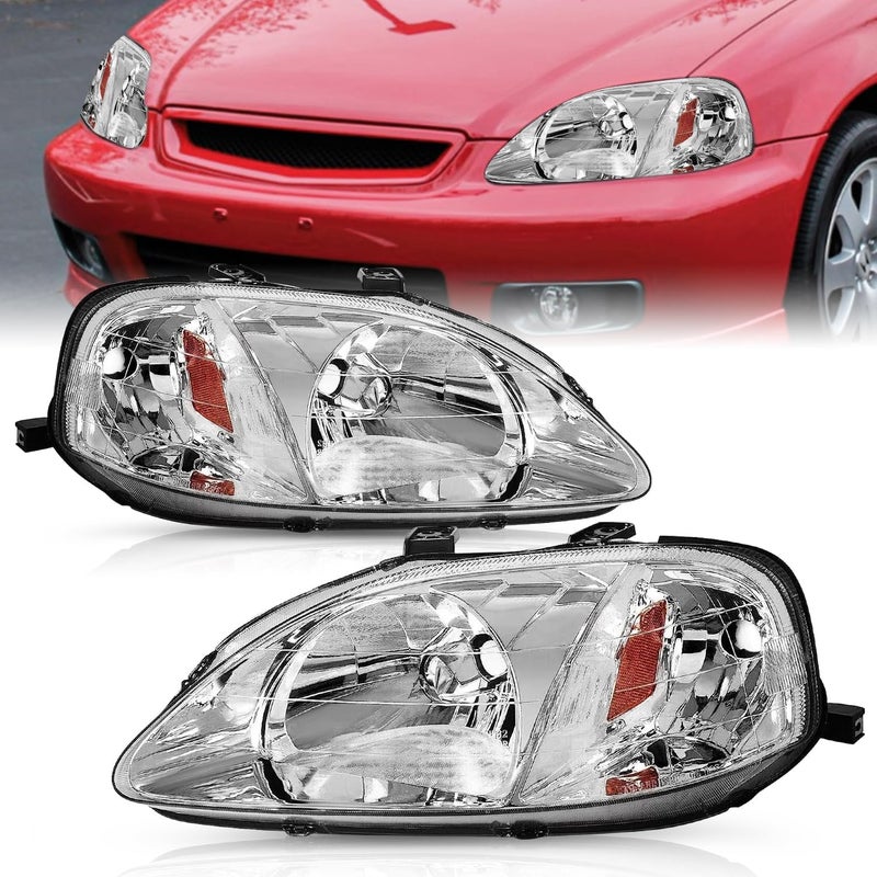 TUSDAR Headlight Assembly Set for 1999-2000 Honda Civic - Driver & Passenger Side - Image 1
