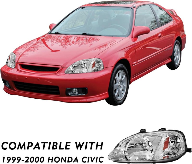 TUSDAR Headlight Assembly Set for 1999-2000 Honda Civic - Driver & Passenger Side - Image 4