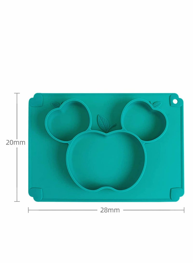 شو وو Baby Silicone Plate + Placement, Non-Slip Feeding for Toddlers Babies Kids with Strong Suction Fits Most Highchair Trays. Dishwasher and Microwave Safe Spoon & Fork - Image 1