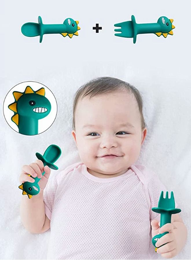 شو وو Baby Silicone Plate + Placement, Non-Slip Feeding for Toddlers Babies Kids with Strong Suction Fits Most Highchair Trays. Dishwasher and Microwave Safe Spoon & Fork - Image 4