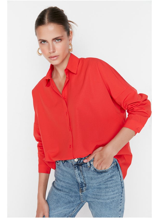 trendyol - Shirt - Red - Oversize - Image 1