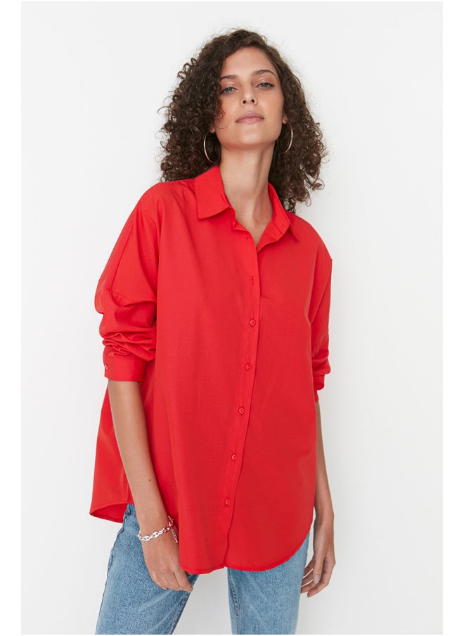 trendyol - Shirt - Red - Oversize - Image 1