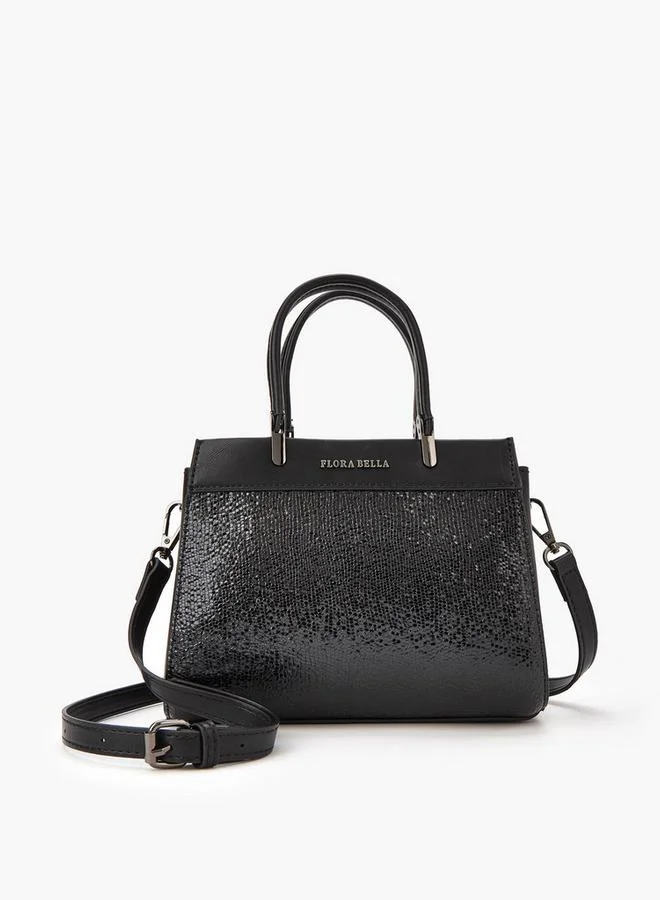 Flora Bella By Shoexpress Textured Tote Bag with Double Handle and Zip Closure