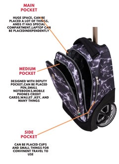 Wires 3 Piece Kids School Trolley Bag laptop compartment Big Wheels With Lunch bag & Pencil Case  - Image 4