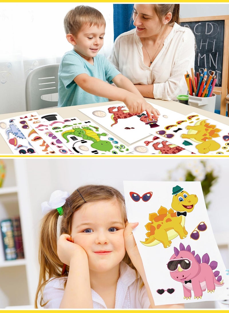12 Make Your Own Cartoon Dinosaur Puzzles for Toddlers, Make Face Stickers for Kids, Use for Party Activities - Image 5