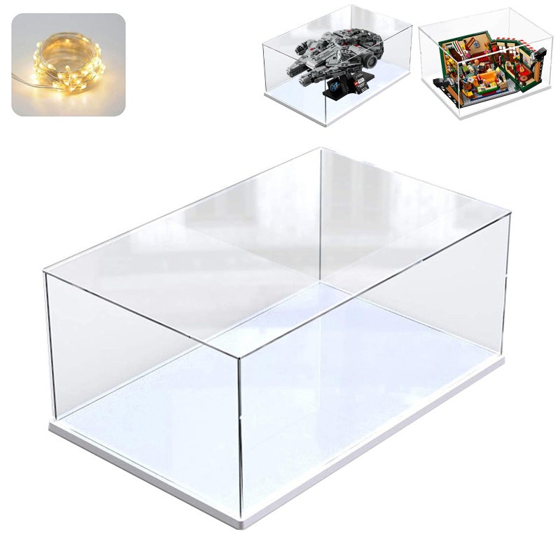 Elepure Thickened Clear Acrylic Display Case for Lego 75375 Millennium Falcon Star Wars for 76274 21319 42204 for Shoes Transparent Box for Lego Display with Light White Inside 138 x 98 x 59in