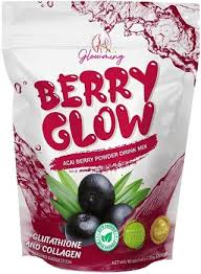 Acai Berry Powder Drink (Berry Glow) rich in collagen and glutathione, 10 bags * 200 grams.