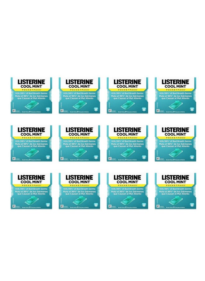 Listerine Listerine Cool Mint Pocketpaks Breath Strips Kills Bad Breath Germs, 24-Strip Pack (12 Pack)  - Image 1