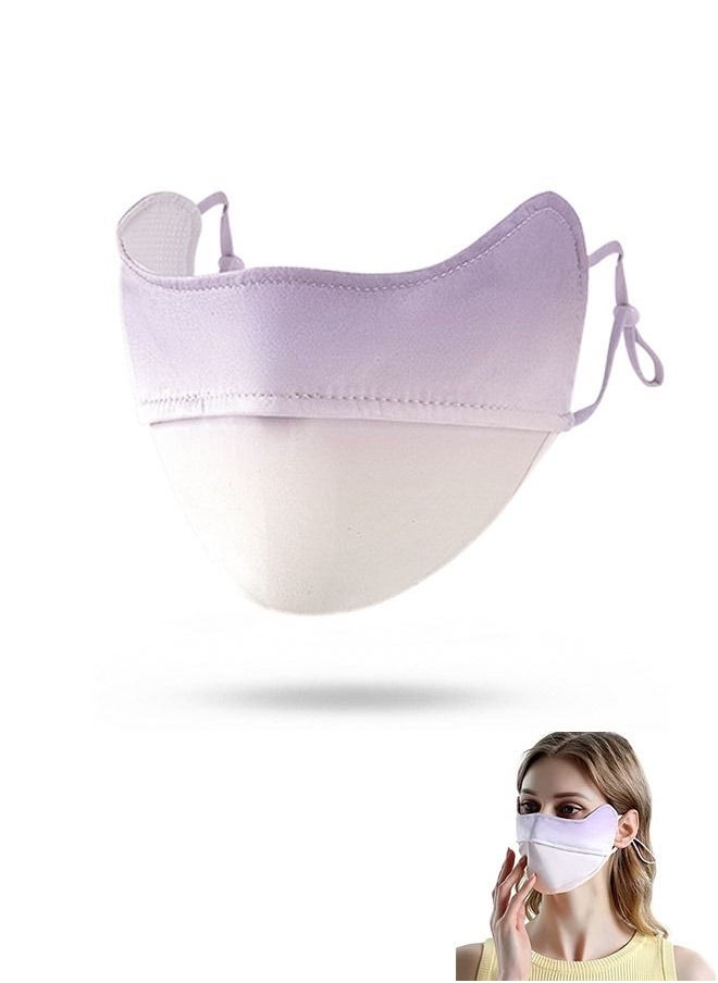 Generic - UPF 50 Ice Silk Breathable Protection UV Blush Face Cover with Ear Loops, Soft Washable Reusable Sunscreen Sports Face Mask, Sun Protection Mask Headwear(Purple) - Image 1