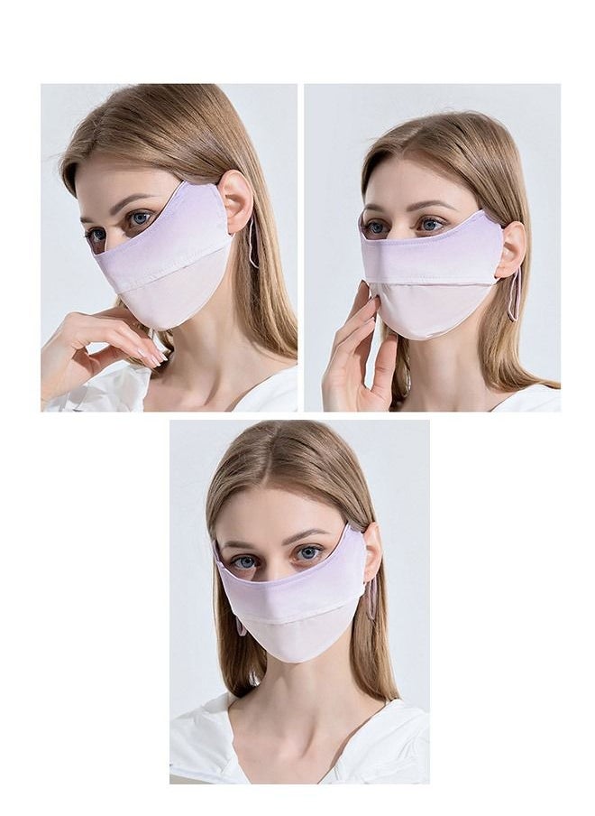 Generic - UPF 50 Ice Silk Breathable Protection UV Blush Face Cover with Ear Loops, Soft Washable Reusable Sunscreen Sports Face Mask, Sun Protection Mask Headwear(Purple) - Image 1