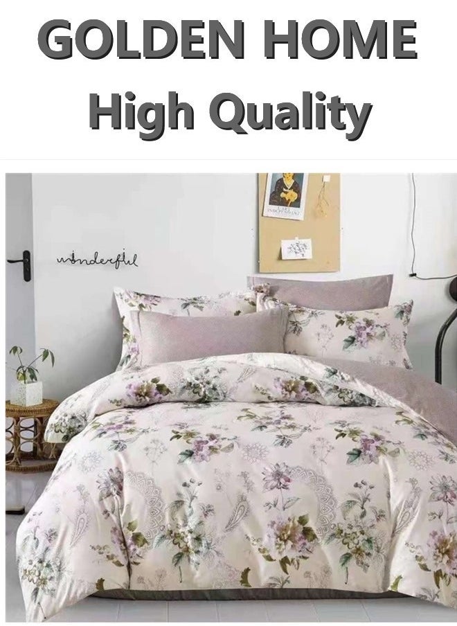 GOLDEN HOME 6 Piece King/Queen/Single size, striped pattern duvet cover set. set includes 1 Comforter Cover, 1 Fitted Bedsheet, 4 Pillowcases  - Image 1