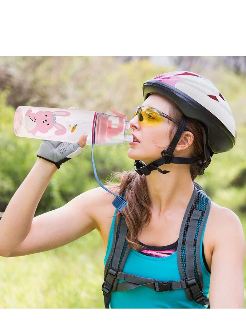 SYOSI Spray Water Bottle, Leakproof Misting Drinking Bottle with Graduated Design, Portable Reusable Sport Water Bottle for Cycling Hiking Climbing Indoor Outdoor Sport Hydration Cooling, Pink, 600ml - Image 3