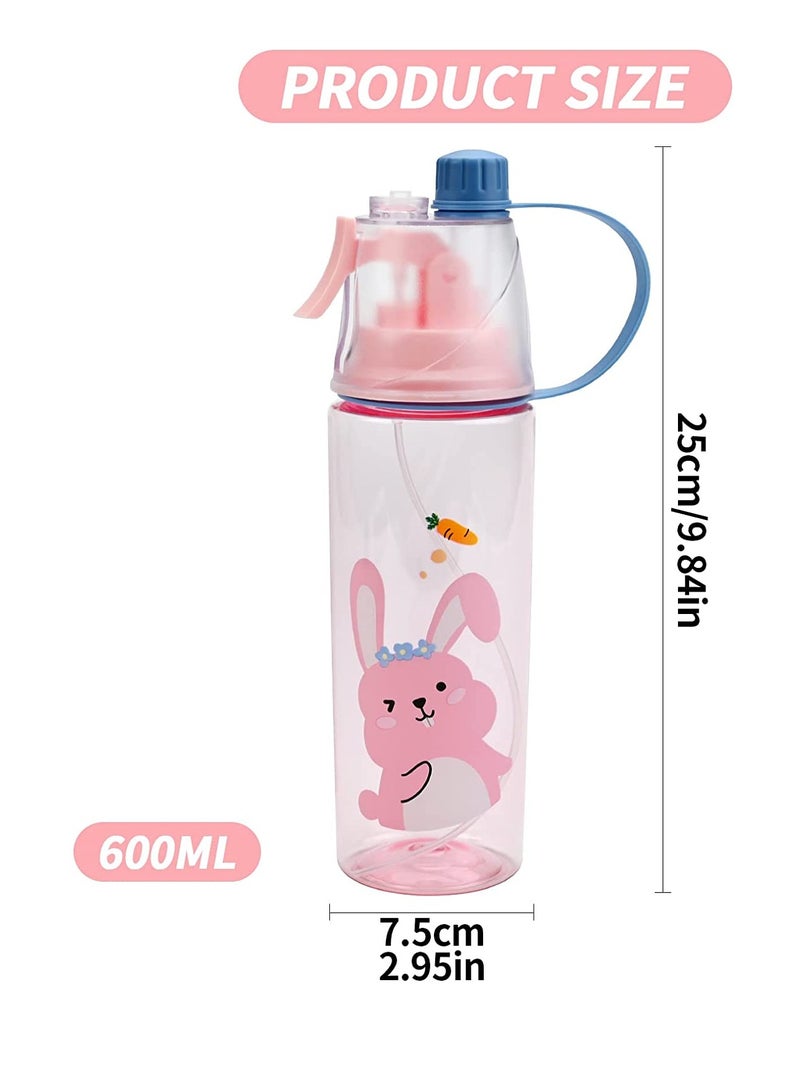 SYOSI Spray Water Bottle, Leakproof Misting Drinking Bottle with Graduated Design, Portable Reusable Sport Water Bottle for Cycling Hiking Climbing Indoor Outdoor Sport Hydration Cooling, Pink, 600ml - Image 2