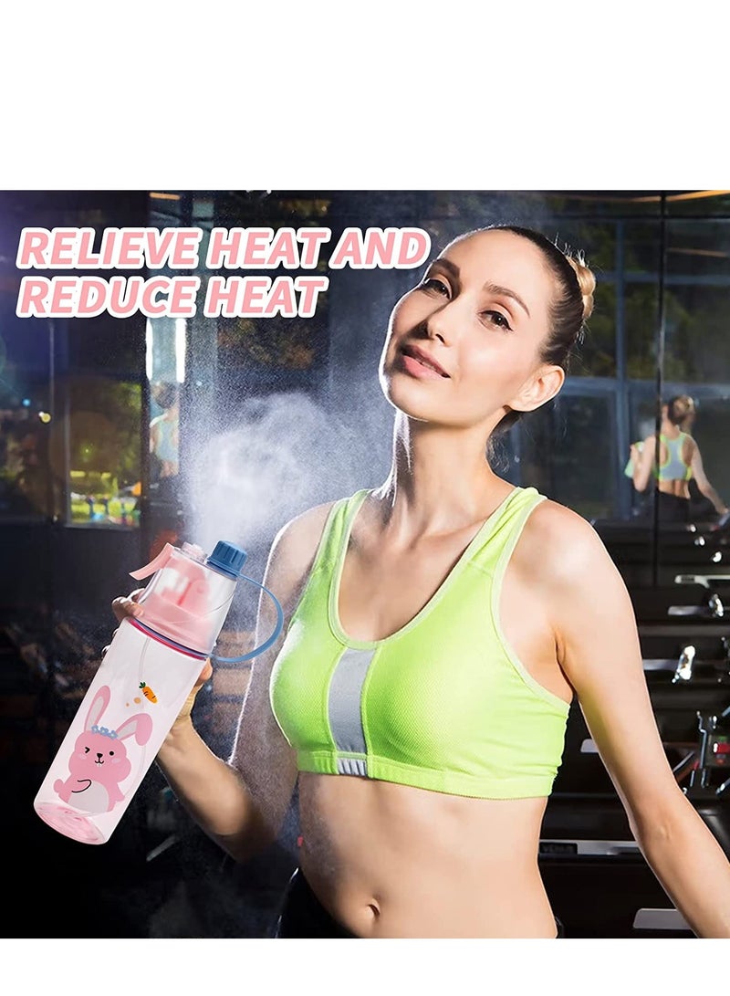 SYOSI Spray Water Bottle, Leakproof Misting Drinking Bottle with Graduated Design, Portable Reusable Sport Water Bottle for Cycling Hiking Climbing Indoor Outdoor Sport Hydration Cooling, Pink, 600ml - Image 4