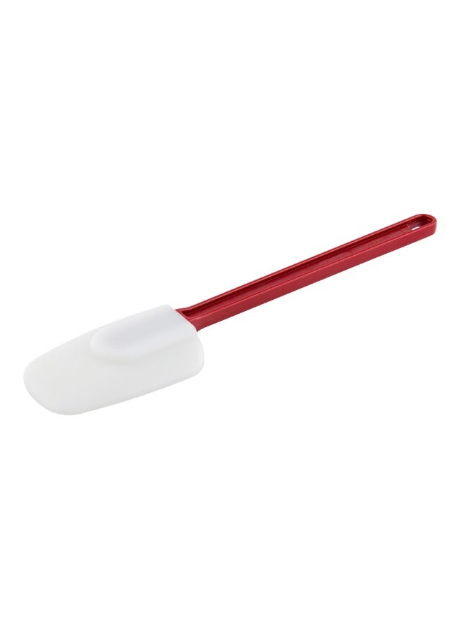 Restaurantware Met Lux 14 Inch High-Heat Spatula, 1 Spoon-Shaped Heat-Resistant Spatula - Dishwasher-Safe, Hanging Hole, Red And White Silicone Scraper Spatula, For Cooking, Baking, And Mixing,  - Image 1