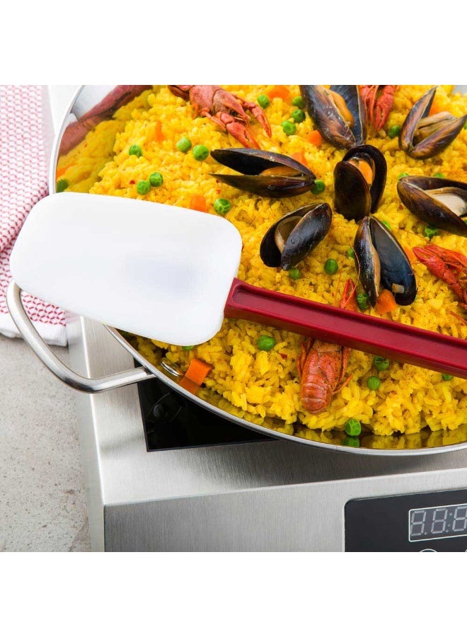 Restaurantware Met Lux 14 Inch High-Heat Spatula, 1 Spoon-Shaped Heat-Resistant Spatula - Dishwasher-Safe, Hanging Hole, Red And White Silicone Scraper Spatula, For Cooking, Baking, And Mixing,  - Image 3