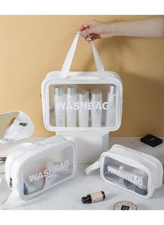 URbazaar 3Pcs Portable PVC Waterproof Cosmetic Bags Clear Travel Bags for Toiletries Transparent Travel Storage Carry Pouch, Toiletry Bags and Cosmetics Organizer for Women Men  - Image 2