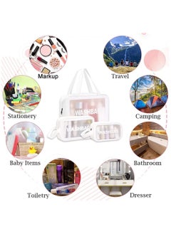 URbazaar 3Pcs Portable PVC Waterproof Cosmetic Bags Clear Travel Bags for Toiletries Transparent Travel Storage Carry Pouch, Toiletry Bags and Cosmetics Organizer for Women Men  - Image 4