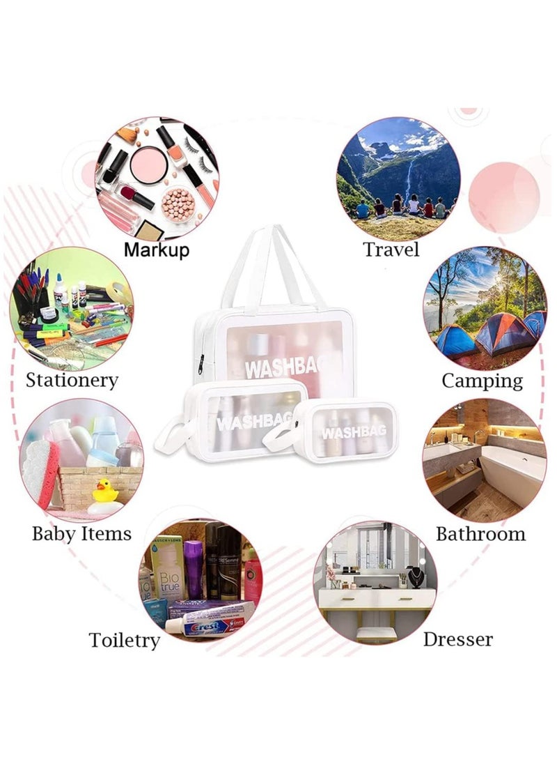 URbazaar 3Pcs Portable PVC Waterproof Cosmetic Bags Clear Travel Bags for Toiletries Transparent Travel Storage Carry Pouch, Toiletry Bags and Cosmetics Organizer for Women Men  - Image 4