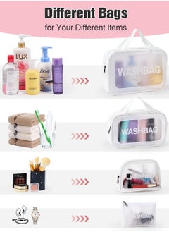 URbazaar 3Pcs Portable PVC Waterproof Cosmetic Bags Clear Travel Bags for Toiletries Transparent Travel Storage Carry Pouch, Toiletry Bags and Cosmetics Organizer for Women Men  - Image 5
