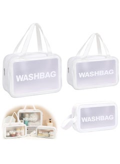 URbazaar 3Pcs Portable PVC Waterproof Cosmetic Bags Clear Travel Bags for Toiletries Transparent Travel Storage Carry Pouch, Toiletry Bags and Cosmetics Organizer for Women Men  - Image 1