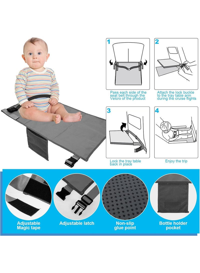 Chabeia Baby Airplane Bed, Kids Airplane Seat Extender Travel Bed, Kids Airplane Travel Essentials, Airplane Must Have for Toddlers, Baby Portable Plane Bed Foot Rest for Flights (Gray) - Image 4
