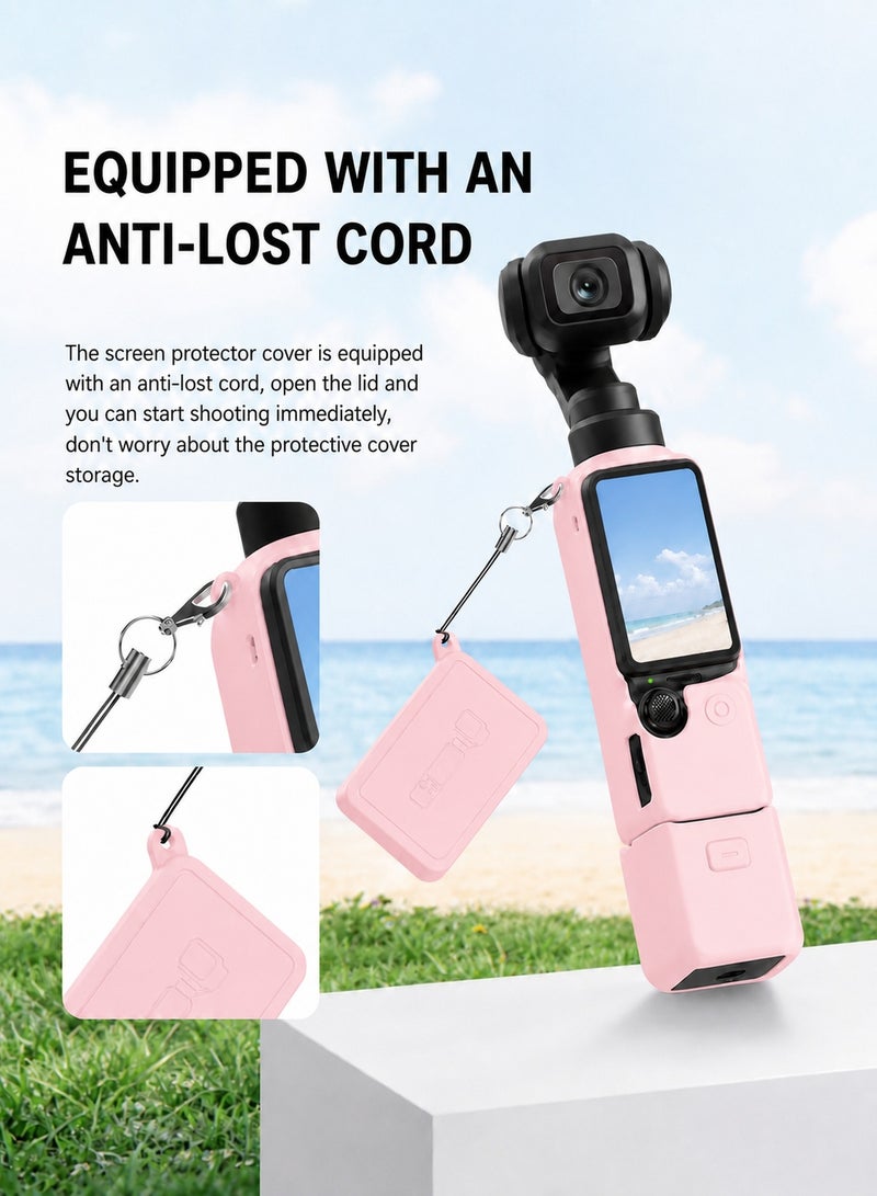 SJet DJI OSMO Pocket 4 Accessory Kit, Silicone Protective Case Cover, Tempered Glass Screen Protector, Lens Protector (Pink) - Image 5