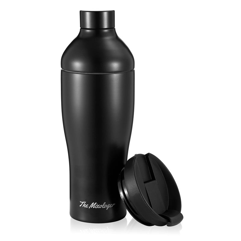 The Mixologer Cocktail Shaker & Tumbler | 19 oz Stainless Steel Drink Mixer with Built-in Measurements, Leak-Proof Design & Vacuum Insulation | Ideal to Mix Whiskey, Cocktails & More | Matte Black - Image 1