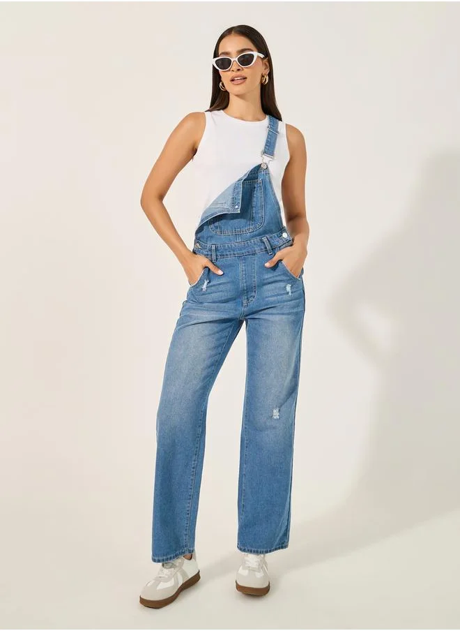Styli denim dungaree style in straight  leg fit