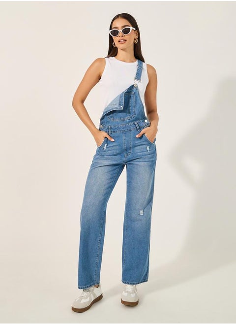 denim dungaree style in straight  leg fit