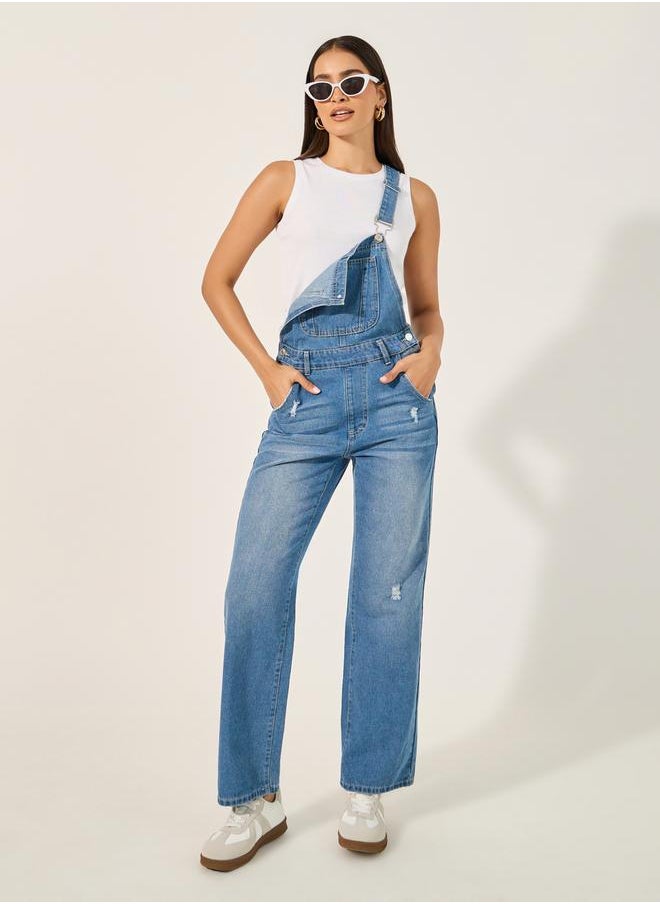 Styli denim dungaree style in straight  leg fit  - Image 1