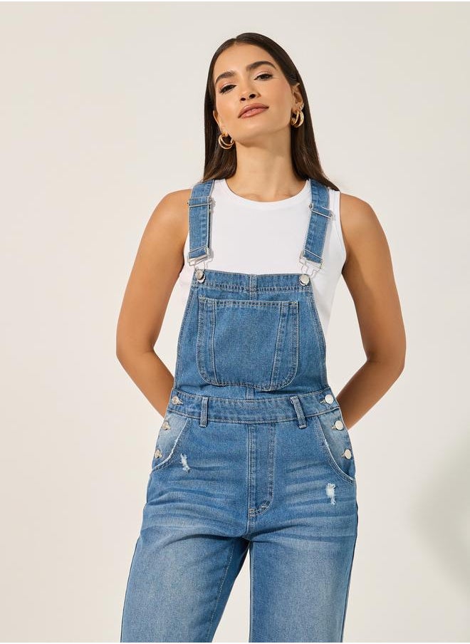 Styli denim dungaree style in straight  leg fit  - Image 3