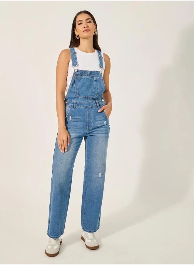 Styli denim dungaree style in straight  leg fit