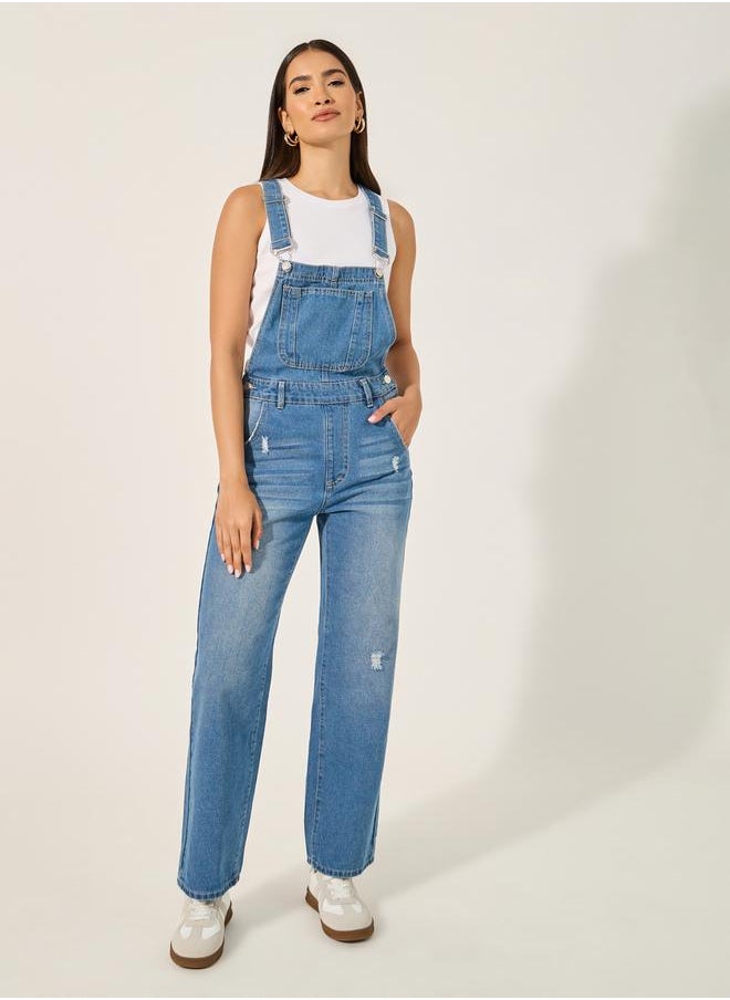 Styli denim dungaree style in straight  leg fit  - Image 2