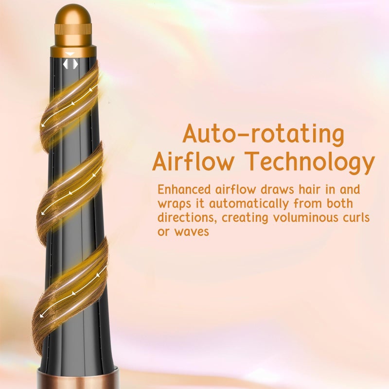Curling Barrel: 20-36mm Conical Design - Heat-Free Perfect Curls, Dual-Direction Styling, Gold Finish Curling Attachment for Long Thick Hair, Dyson Airwrap HS01 HS05 Compatible - Image 3