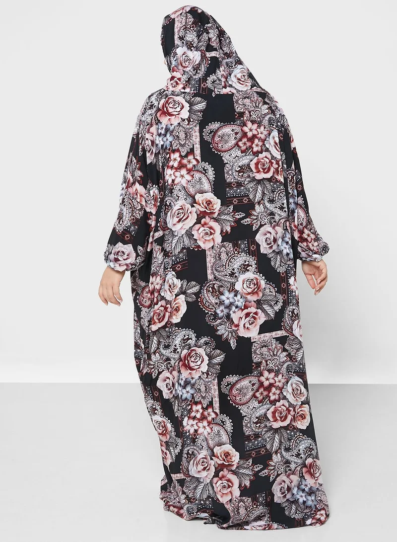Hayas Closet Curve Floral Print Prayer Dress
