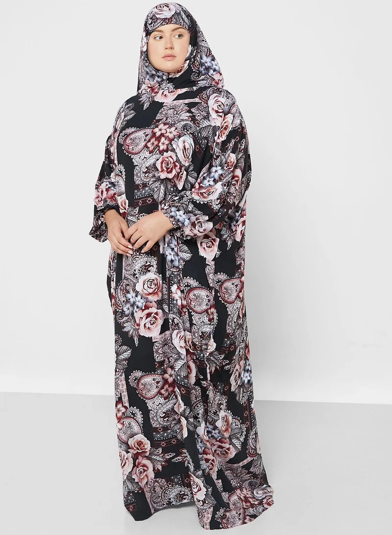 Hayas Closet Curve Floral Print Prayer Dress