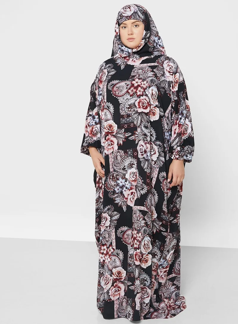 Hayas Closet Curve Floral Print Prayer Dress