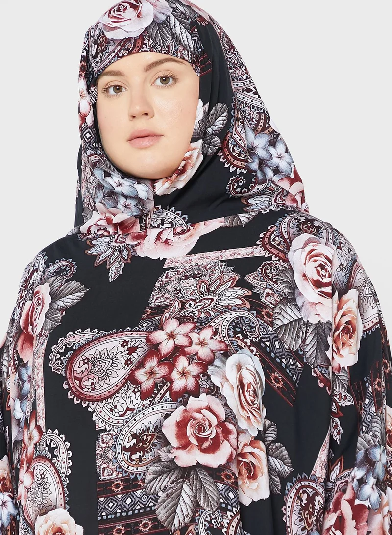 Hayas Closet Curve Floral Print Prayer Dress